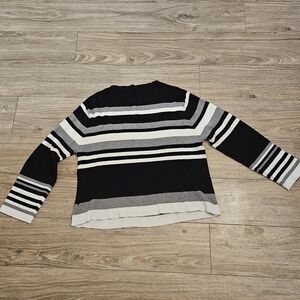 SHEIN Black and Gray Crew Neck‎ Striped Sweater